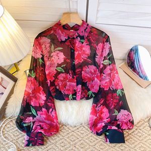 Camicette da <span class=keywords><strong>donna</strong></span> in Chiffon a maniche lunghe oversize all'ingrosso con stampa personalizzata di alta qualità - Product Image 5