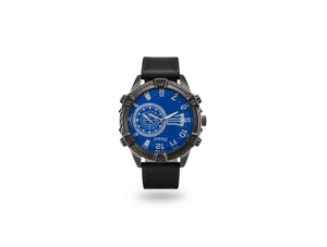 Smartwatch Hyf alla Moda per Uomo, Cassa in Acciaio Inossidabile, Cinturino in Pelle, Resistente all'Acqua, Quadrante Blu Rotondo - Product Image 1