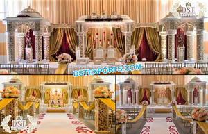 ผ้าแมนดาลับที่สวยงามสำหรับงานแต่งงานแบบชาวอินเดียทำจากเส้นใยสีขาวสำหรับงานแต่งงานของชาวมหาราชานเส้นใยหรูหราราคาไม่แพงของตกแต่งรูปแมนเด็ปแต่งงาน - Product Image 6