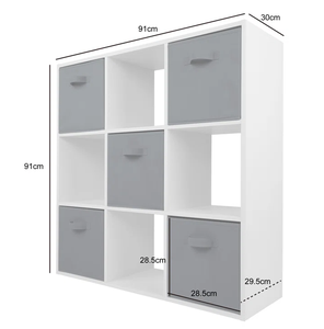 PB Paper White 9 Cube Unit Almacenamiento Estantería Panel de estudio Muebles Sala de estar Gabinetes Librería - Product Image 3