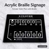 Panneau en acrylique braille, plan tactile des toilettes pour femmes, plaque de guidage personnalisable pour l'aménagement des toilettes publiques