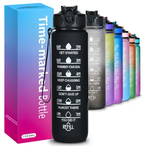 Tasse à eau de gymnastique de qualité alimentaire bouteille d'eau de grande capacité pour l'extérieur avec marqueur de temps motivationnel