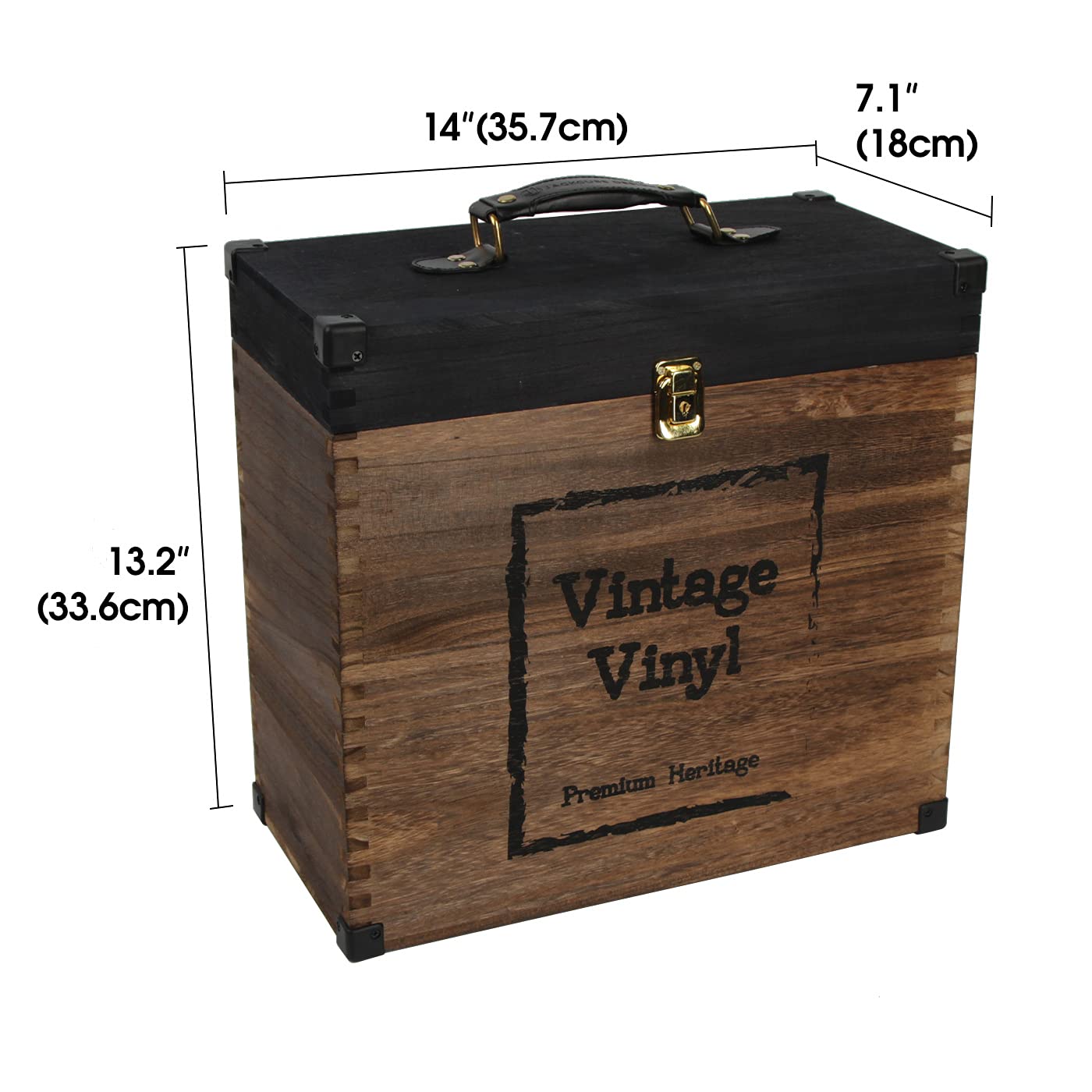 Vintage Vinyl Record Storage Box - Rustic Wood Case for 78, 45, 33