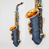 Brass Alto Saxophone Eb 20-Key Nickel-plated Frosted Blue Gold Bright Mouth High-grade Instrument Master Factory