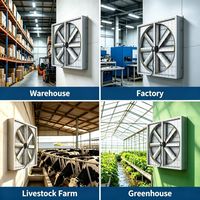 Ventilateur mural industriel hybride solaire, ventilateur de ventilation alimenté par l'énergie solaire avec alimentation de secours AC pour le refroidissement des usines 24h/24