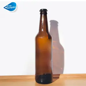 가장 인기있는 투명 도매 투명/앰버 음료 250ml 350ml 유리 맥주 병 크라운 캡