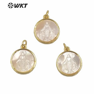 WT-MP173 Grosir Liontin Cangkang Pel Pel Emas Religius Liontin Yesus Kerang Putih 14Mm - Product Image 3