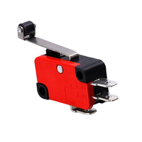 Micro-interrupteur à levier à rouleau de haute qualité, boîtier rouge/noir, 3 broches NC NO COM, interrupteur de fin de course à action rapide 6,3 mm pour équipement électrique.