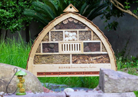 Hôtel pour insectes de luxe XXL 101x 23x109 cm en forme d'arche - Deux sections Hôtel en bois naturel pour abeilles et insectes (Classique)