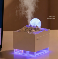 Humidificateur de bureau et veilleuse d'ambiance style Nouvelle Lune, compatible avec les huiles essentielles d'aromathérapie