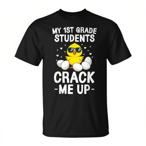 Camiseta para profesores con diseño de pollito de Pascua, con la frase: Mis alumnos de primer grado me hacen reír. - Product Image 2