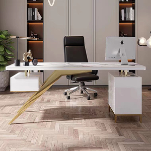 Bureau de direction moderne en marbre avec tiroir, meuble de bureau, bureau à domicile - Product Image 4