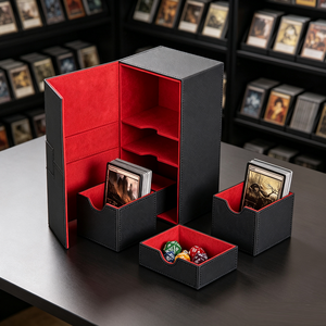 Boîte de rangement double compartiment personnalisée en gros avec porte-dés et rangement pour cartes pour jeux TCG - Product Image 5