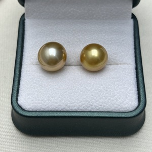 Perles de Nanyang dorées 11-12 mm, perles de mer naturelles, forte luminosité, forme ronde de base, légers défauts, perles Zhuji en vrac, perles nues, sans support - Product Image 2