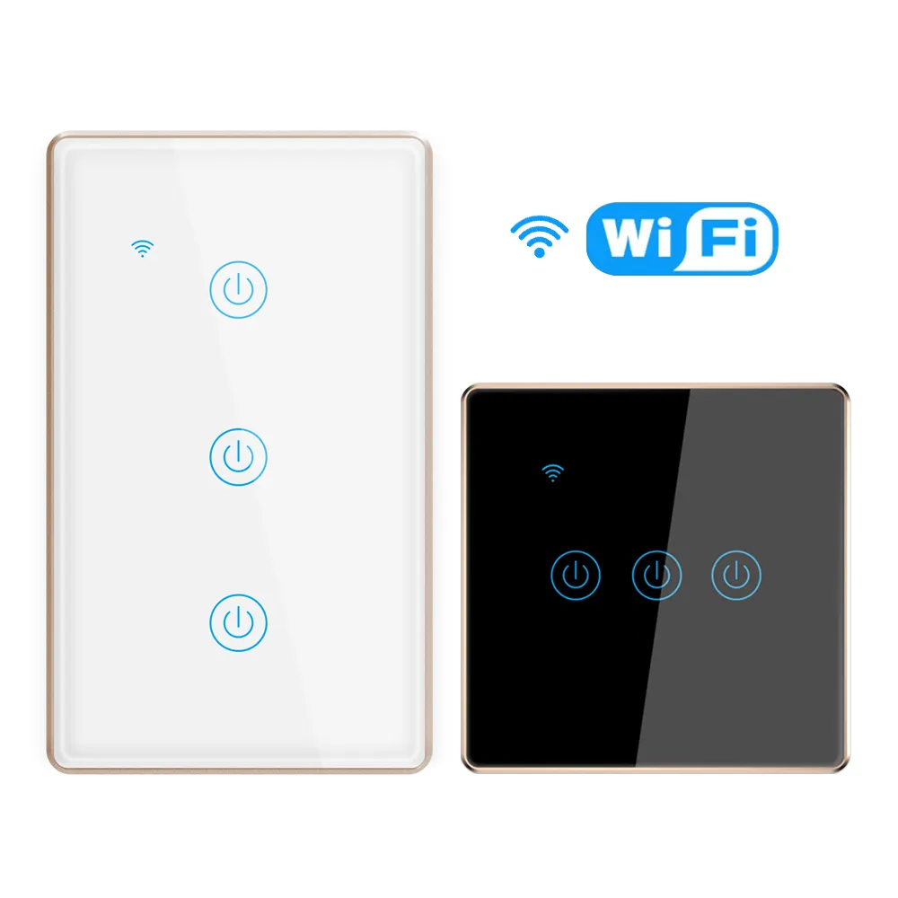 Tuya APP ab/İngiltere/abd 1/2/3/4 gang Wifi akıllı dokunmatik ekran cam Panel Metal alüminyum alaşımlı çerçeve duvar lambası akıllı anahtar