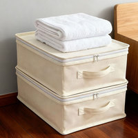Sac de rangement pliable en coton et lin grande capacité, forme cube, pour vêtements et vestes, design moderne et minimaliste