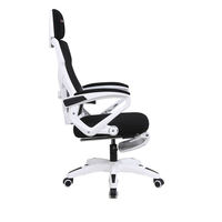 Chaise de bureau ergonomique JRMC-07WT avec appuie-tête réglable en mesh, accoudoirs 4D, support lombaire, repose-pieds, certifiée BIFMA