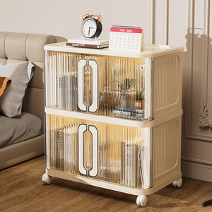 Folding Storage Cabinet Double Door Home Use Bedroom Clothes Toys Organizer Kitchen Multi Layer Storage Box - Product Image 1