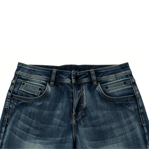 Stylish Vintage Washed Relaxed Fit Mid Length Denim Shorts Classic 5 Pockets Casual Straight Cut <b>Jean</b> Shorts for Summer Daily - Product Image 5