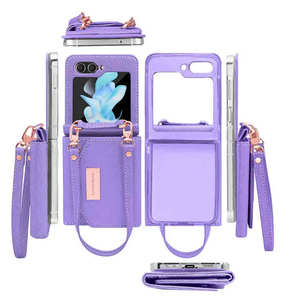 Étui en cuir pour Samsung Galaxy <span class=keywords><strong>Z</strong></span> <span class=keywords><strong>Flip</strong></span> 6 5 4 <span class=keywords><strong>3</strong></span> avec anneau et dragonne – <span class=keywords><strong>Coque</strong></span> de protection en cuir avec sangle pour <span class=keywords><strong>Z</strong></span> Flip6 Flip5 - Product Image 4