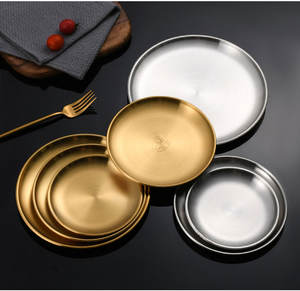 Assiette ronde en acier inoxydable de style coréen 304 Barbecue Shop Assaisonnement Assiette à sauce trempette - Product Image 6