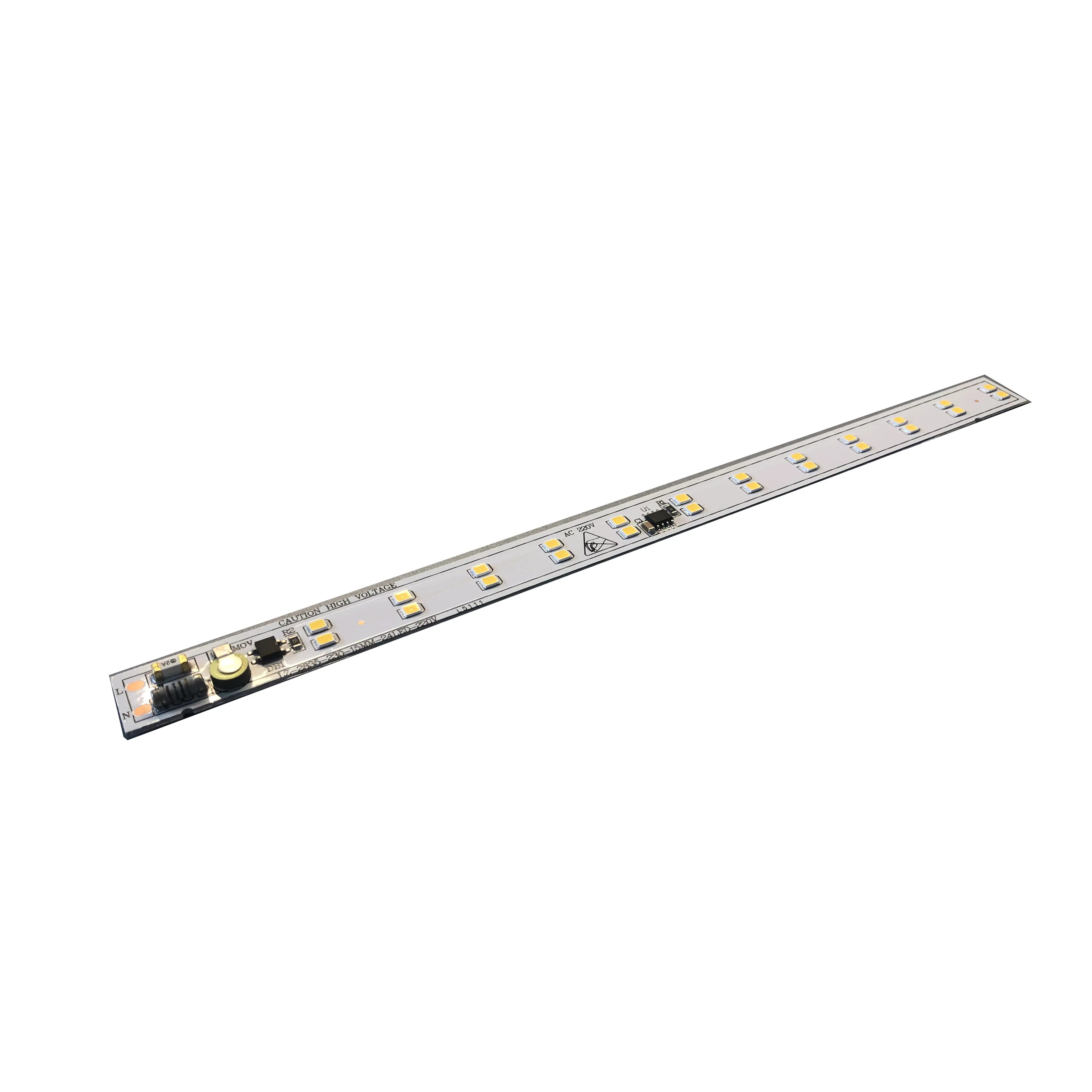 ODM 230mm x 15mm 200-250VAC 10W 24 adet 2835 SMD sert şerit Bar, profesyonel alüminyum LED şerit PCB fabrika