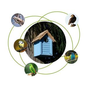 Hangende Eco-Vriendelijke Houten Vogelhuisje Voor Buitengebruik In De Zomer Alle Seizoenen Vogelnest Met Blauwe Bladeren - Product Image 2