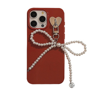 <span class=keywords><strong>Coque</strong></span> de téléphone en TPU style INS avec pendentif nœud perlé et étui magnétique pour <span class=keywords><strong>iPhone</strong></span> 17/15 Pro Max/11, style Princesse, Rouge Nouvel An - Product Image 5