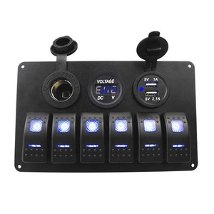 5V 12V 24V 1A 2.A 3.1A 6 puertos cargador <span class=keywords><strong>USB</strong></span> para coche enchufe voltímetro Digital encendedor de cigarrillos RV yate Panel de interruptor basculante de aluminio - Product Image 3