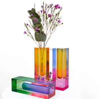 Vase en tube acrylique transparent rose clair de luxe, style arche florale, en cristal, pour la fabrication et la vente en gros