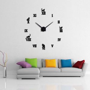 Creative Cat <b>Wall</b> <b>Clock</b> 3D Frameless Digital <b>Clock</b> DIY <b>Wall</b> Stickers Mute <b>Clock</b> for Home Office Pet Store <b>Decoration</b> - Product Image 3