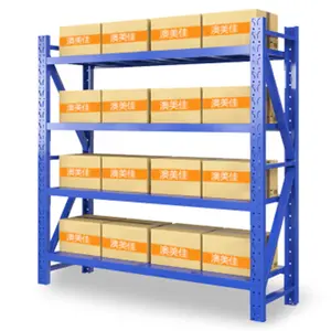 Best Sale 4 Layer Adjustable Steel Factory Long Span Industrial Metal Storage Shelves Warehouse Rack