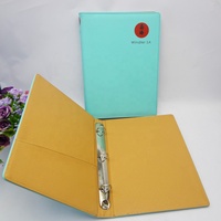 Couverture de carnet en cuir PU bleu Tiffany A5, classeur à 3 anneaux, dossier à feuilles mobiles pour le bureau et les affaires