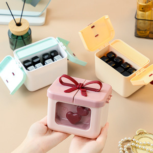 Lipstick Storage Box With Dust Cover Small Portable Desktop Organizer For Cosmetics Lip Gloss <b>Nail</b> Polish Pink Yellow Blue - Product Image 1