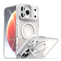 Coque de téléphone magnétique transparente avec béquille, boutons métalliques indépendants, protection antichoc pour iPhone 17 Pro iPhone 16 Pro Max