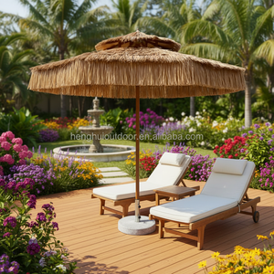 Parasol de jardin central en <span class=keywords><strong>paille</strong></span> synthétique pour le glamping, parasol de plage en <span class=keywords><strong>paille</strong></span> avec pompons - Product Image 3