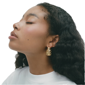 2025 accessoires de mode Design Unique 18k or acier inoxydable brillant côtelé gros audacieux Design à la mode boucles d'oreilles pour les femmes - Product Image 2