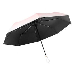 Paraguas de Goma Negra con Protección UV, Apertura y Cierre Automático de Tres Pliegues, Diseño de Flores en Degradado, Doble Uso, para Lluvia y Sol - Product Image 3