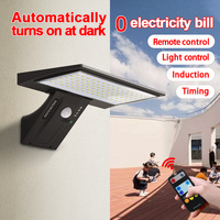 Lampe murale solaire LED IP65 étanche pour extérieur, lampe de jardin avec détecteur de mouvement, télécommande, design queue de baleine, batterie Li-ion 0