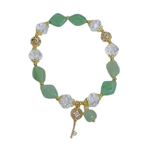 Fashion Bracelets Green Jade Diamond Crystal Beads Bracelet Women's Pendant Hand string Women's Hand Jewelry chains