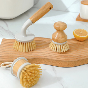 Cepillo para lavar platos de bambú con mango largo y corto, herramienta de limpieza de cocina antiarañazos para ollas, frutas y verduras - Product Image 1