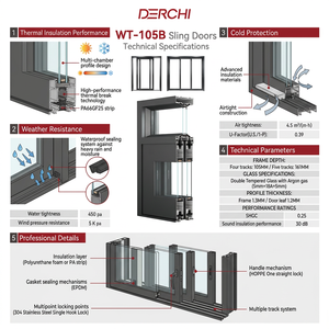 <span class=keywords><strong>Porta</strong></span> Scorrevole in Alluminio Multipannello DERCHI, <span class=keywords><strong>Porta</strong></span> Scorrevole per Patio Resistente agli Uragani, Porte Moderne per la Casa - Product Image 2