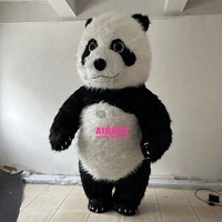 Ballon de panda en peluche couché gonflable de décoration de zoo, grand ballon gonflable de mascotte de panda avec éclat