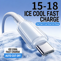 Kabel USB C ke USB C 60W Transparan Jalinan Tipe-C PD Pengisian Cepat Kabel Data 3A untuk Ponsel Huawei Tablet 1m 1.5m 2m