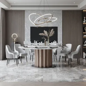 Meja Makan marmer, ringan dan kombinasi modern Sederhana Untuk hotel meja bulat besar