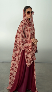high quality Open Chiffon Muslim <b>Cardigan</b> with Matching Hijab pashmina Print Abaya for women - Product Image 2