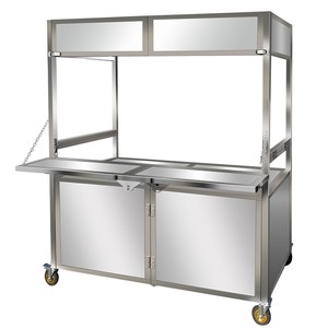 Chariot de restauration mobile pliable en acier inoxydable à faible coût de transport pour snacks, pop-corn, café, jus et hot-dogs - Product Image 1