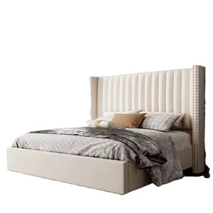 Lederen Gestoffeerde Platform Bed Kingsize Queen Gestoffeerd Stapelbed Frame Slaapkamermeubilair Set Fluwelen Getuft Bed