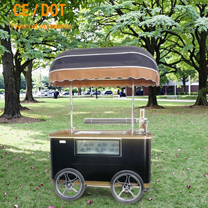 <span class=keywords><strong>Chariot</strong></span> alimentaire mobile personnalisable avec auvent et vitrine en verre pour la <span class=keywords><strong>vente</strong></span> de café, de thé et de desserts glacés - Product Image 1