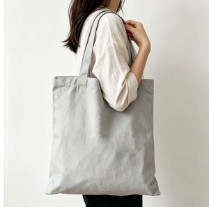 Reusable Heavy Duty Eco-Friendly Cotton <b>Canvas</b> Tote Bags with Zipper Closure for Daily Grocery Shopping and Gift Giving - Product Image 2